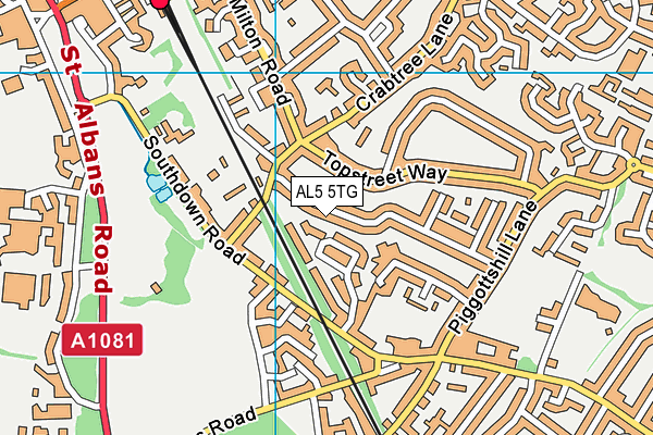 AL5 5TG map - OS VectorMap District (Ordnance Survey)