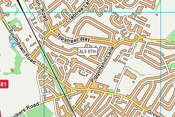 AL5 5TH map - OS VectorMap District (Ordnance Survey)