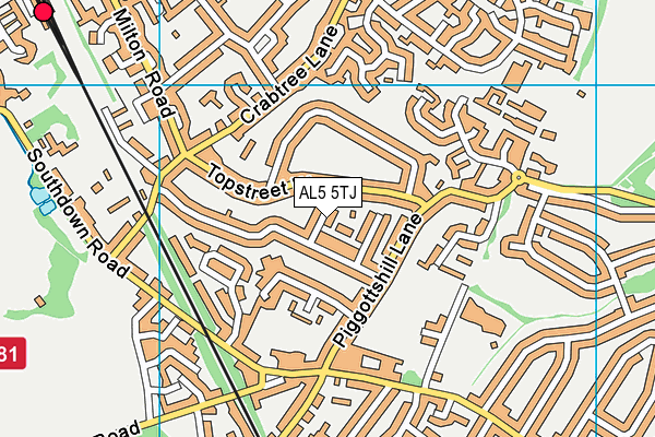 AL5 5TJ map - OS VectorMap District (Ordnance Survey)