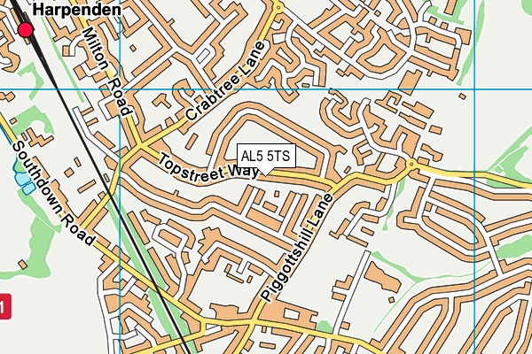 AL5 5TS map - OS VectorMap District (Ordnance Survey)