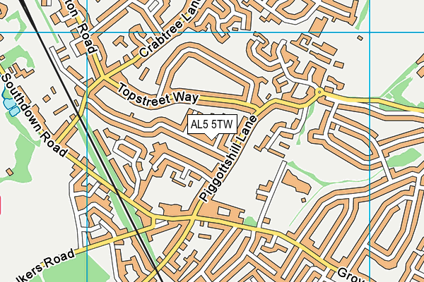 AL5 5TW map - OS VectorMap District (Ordnance Survey)