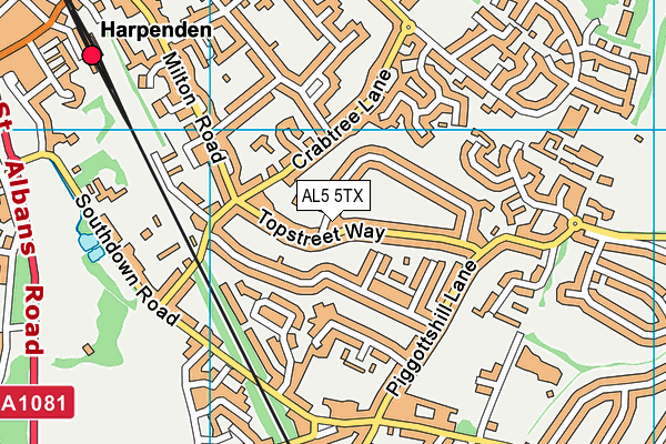 AL5 5TX map - OS VectorMap District (Ordnance Survey)