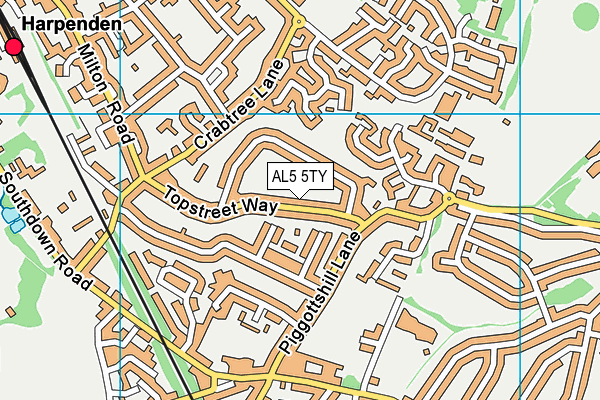 AL5 5TY map - OS VectorMap District (Ordnance Survey)