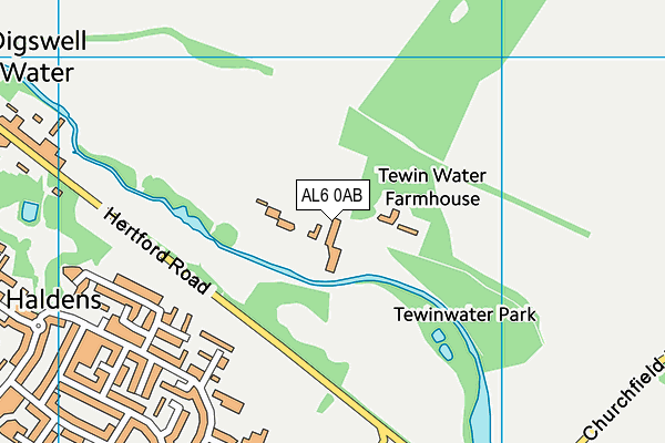AL6 0AB map - OS VectorMap District (Ordnance Survey)