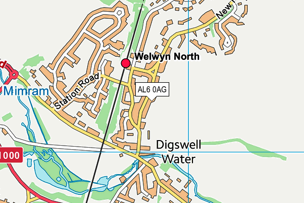 AL6 0AG map - OS VectorMap District (Ordnance Survey)