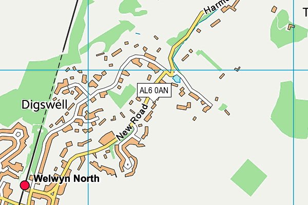 AL6 0AN map - OS VectorMap District (Ordnance Survey)