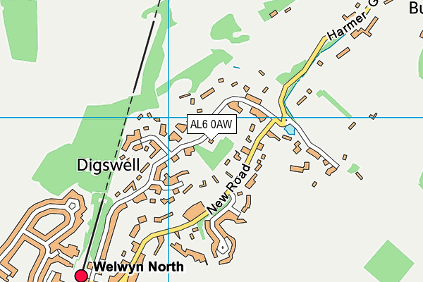 AL6 0AW map - OS VectorMap District (Ordnance Survey)
