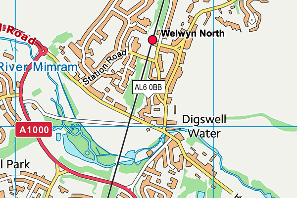 Digswell Playing Fields map (AL6 0BB) - OS VectorMap District (Ordnance Survey)