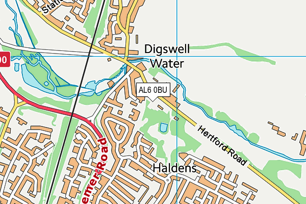 AL6 0BU map - OS VectorMap District (Ordnance Survey)