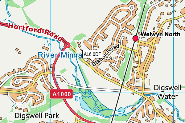 AL6 0DF map - OS VectorMap District (Ordnance Survey)