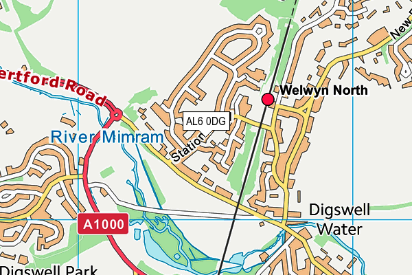 AL6 0DG map - OS VectorMap District (Ordnance Survey)