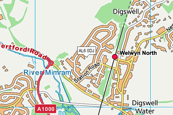 AL6 0DJ map - OS VectorMap District (Ordnance Survey)