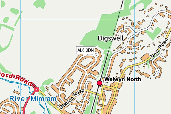 AL6 0DN map - OS VectorMap District (Ordnance Survey)