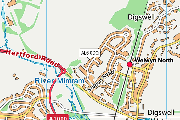 AL6 0DQ map - OS VectorMap District (Ordnance Survey)