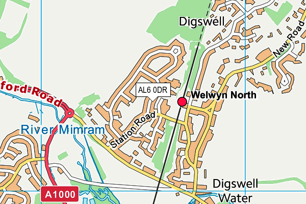 AL6 0DR map - OS VectorMap District (Ordnance Survey)