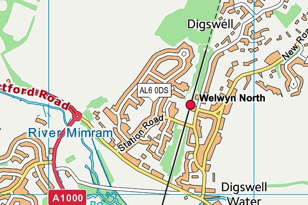 AL6 0DS map - OS VectorMap District (Ordnance Survey)