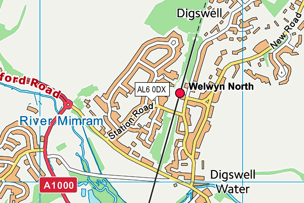AL6 0DX map - OS VectorMap District (Ordnance Survey)