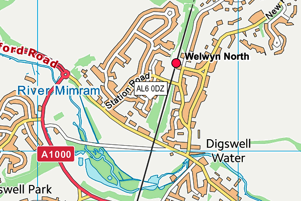 AL6 0DZ map - OS VectorMap District (Ordnance Survey)