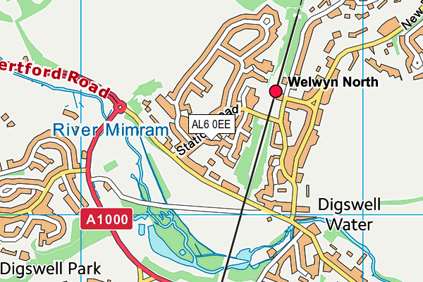 AL6 0EE map - OS VectorMap District (Ordnance Survey)
