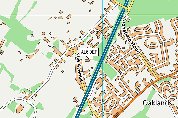 AL6 0EF map - OS VectorMap District (Ordnance Survey)