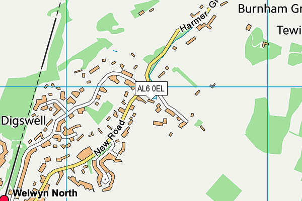 AL6 0EL map - OS VectorMap District (Ordnance Survey)