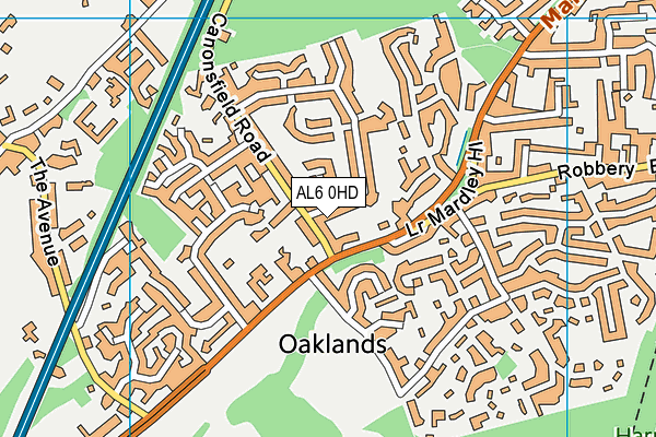AL6 0HD map - OS VectorMap District (Ordnance Survey)