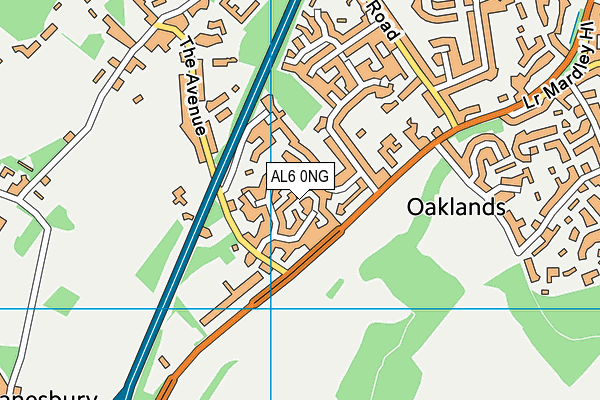 AL6 0NG map - OS VectorMap District (Ordnance Survey)