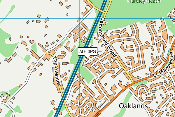 AL6 0PG map - OS VectorMap District (Ordnance Survey)