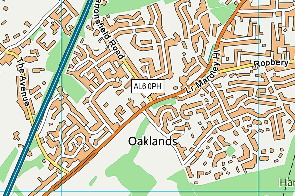 AL6 0PH map - OS VectorMap District (Ordnance Survey)