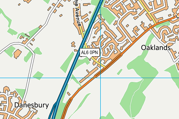 AL6 0PN map - OS VectorMap District (Ordnance Survey)