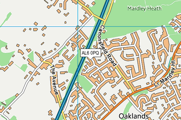 AL6 0PQ map - OS VectorMap District (Ordnance Survey)