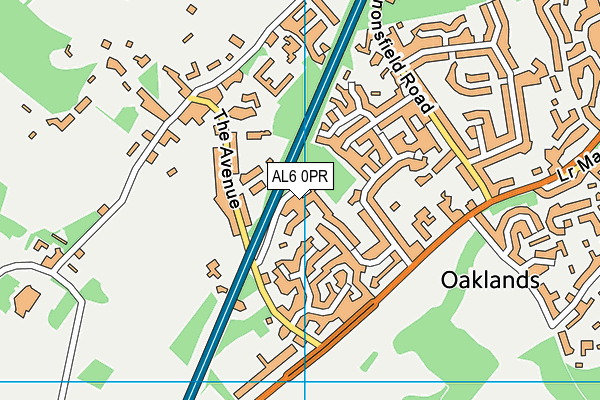 AL6 0PR map - OS VectorMap District (Ordnance Survey)