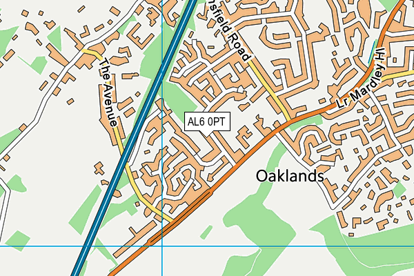 AL6 0PT map - OS VectorMap District (Ordnance Survey)