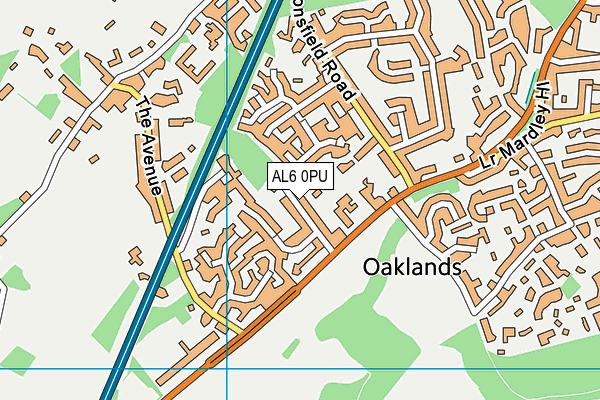 AL6 0PU map - OS VectorMap District (Ordnance Survey)