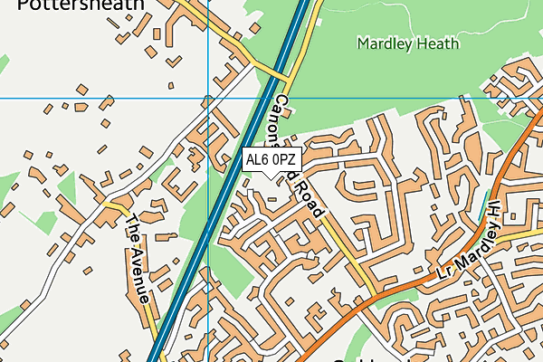 AL6 0PZ map - OS VectorMap District (Ordnance Survey)