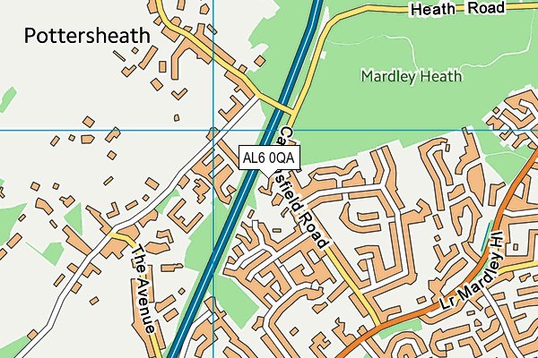 AL6 0QA map - OS VectorMap District (Ordnance Survey)