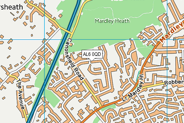 AL6 0QD map - OS VectorMap District (Ordnance Survey)