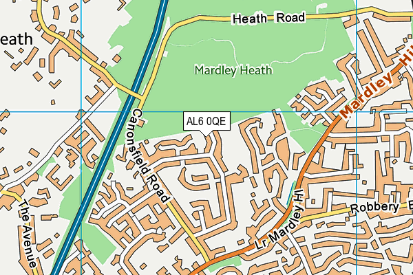 AL6 0QE map - OS VectorMap District (Ordnance Survey)