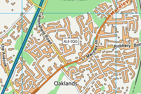 AL6 0QG map - OS VectorMap District (Ordnance Survey)