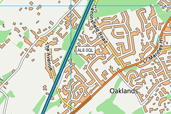 AL6 0QL map - OS VectorMap District (Ordnance Survey)