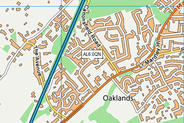 AL6 0QN map - OS VectorMap District (Ordnance Survey)