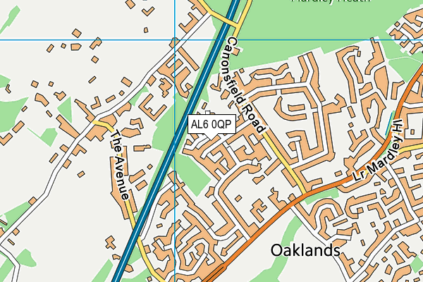 AL6 0QP map - OS VectorMap District (Ordnance Survey)
