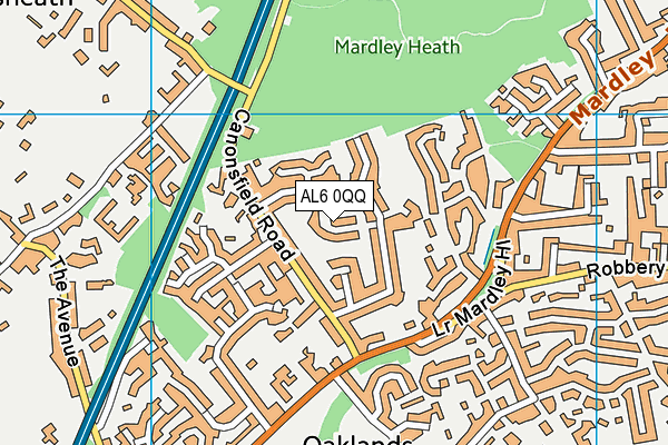 AL6 0QQ map - OS VectorMap District (Ordnance Survey)