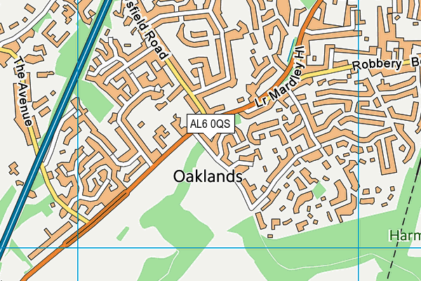 AL6 0QS map - OS VectorMap District (Ordnance Survey)