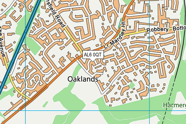 AL6 0QT map - OS VectorMap District (Ordnance Survey)
