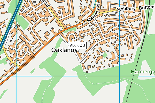 AL6 0QU map - OS VectorMap District (Ordnance Survey)
