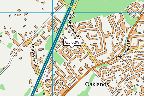 AL6 0QW map - OS VectorMap District (Ordnance Survey)