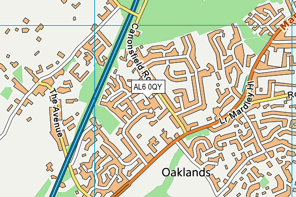 AL6 0QY map - OS VectorMap District (Ordnance Survey)