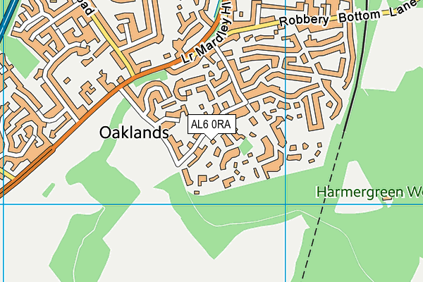 AL6 0RA map - OS VectorMap District (Ordnance Survey)