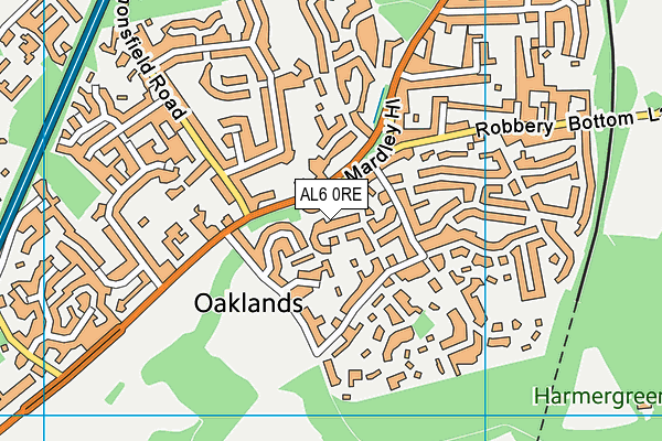 AL6 0RE map - OS VectorMap District (Ordnance Survey)